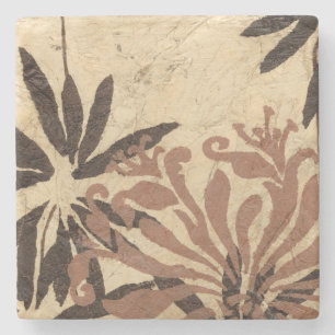 Floral Stencil Design met Tawny Leaves Stenen Onderzetter