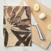 Floral Stencil Design met Tawny Leaves Theedoek (Quarter Fold)