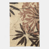 Floral Stencil Design met Tawny Leaves Theedoek (Verticaal)