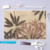 Floral Stencil Design met Tawny Leaves Tissuepapier (Craft)