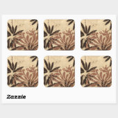 Floral Stencil Design met Tawny Leaves Vierkante Sticker (Vel)