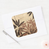 Floral Stencil Design met Tawny Leaves Vierkante Sticker (Envelop)