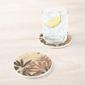 Floral Stencil Design met Tawny Leaves Zandsteen Onderzetter (Zijkant)