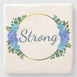 Floral Sterke Blauwe tekst Eenvoudige aanmoediging Stenen Onderzetter