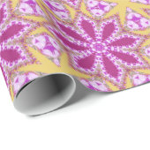 Floral sterren fuchsia roze geel patroon cadeaupap cadeaupapier (Rol Hoek)