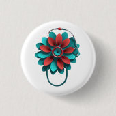 Floral Stethoscoop Design - alleen Medical & Healt Ronde Button 3,2 Cm (Voorkant)
