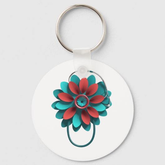 Floral Stethoscoop Design - alleen Medical & Healt Sleutelhanger (Voorkant)