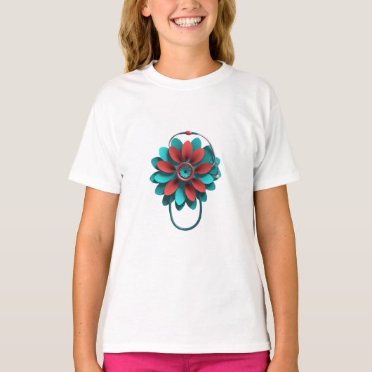 Floral Stethoscoop Design - alleen Medical & Healt T-shirt (Voorkant)