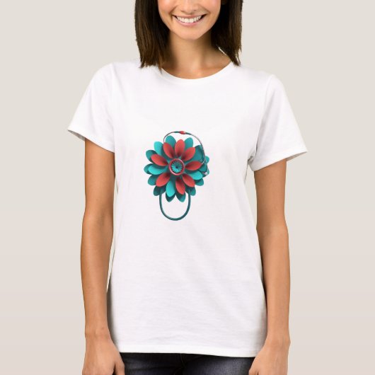 Floral Stethoscoop Design - alleen Medical & Healt T-shirt (Voorkant)