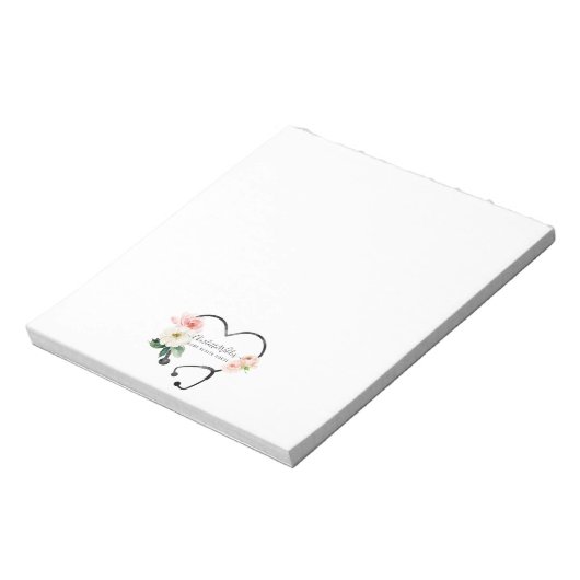 Floral Stethoscoop voor thuisverzorging Notitieblok (Linkerzijde)