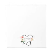 Floral Stethoscoop voor thuisverzorging Notitieblok (Voorkant)