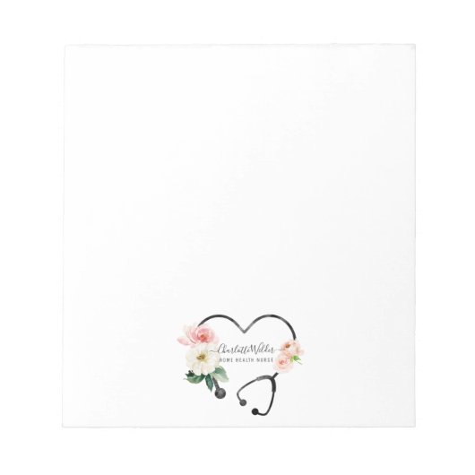 Floral Stethoscoop voor thuisverzorging Notitieblok (Voorkant)