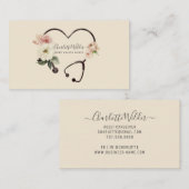 Floral Stethoscoop voor thuisverzorging Visitekaartje (Voorkant / Achterkant)