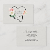 Floral Stethoscoop voor thuisverzorging Visitekaartje (Voorkant / Achterkant)