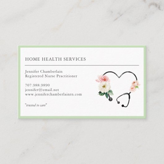 Floral Stethoscoop voor thuiszorg Visitekaartje (Voorkant)