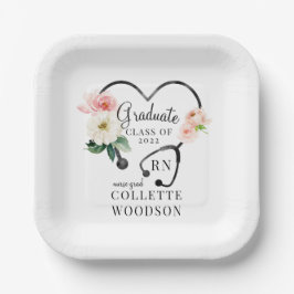 Floral Stethoscoop Zurse Afstudeerder Klasse 2022  Papieren Bordje