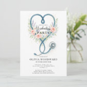 Floral Stethoscope Doctor Afstuderen Kaart (Staand voorkant)
