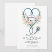 Floral Stethoscope Doctor Afstuderen Kaart (Voorkant / Achterkant)