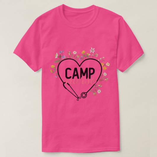 Floral Stethoscope Heart Nursing Camp Nurse 1295 T-shirt (Design voorkant)