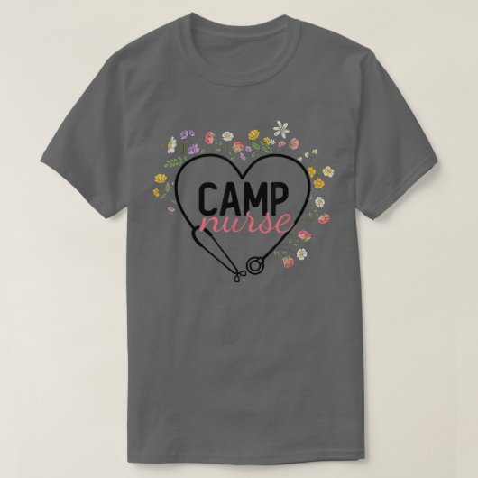 Floral Stethoscope Heart Nursing Camp Nurse T-shirt (Design voorkant)