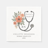 Floral Stethoscope Nurse Graduation Party Servet (Voorkant)