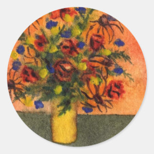 Floral Sticker "Yellow Vase"