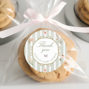 Floral Stile Baby shower Dank u Ronde Sticker