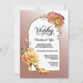 Floral Stiletto Blush Pink Arch Weddenschap Kaart (Voorkant)