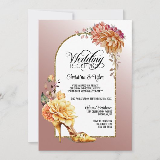 Floral Stiletto Blush Pink Arch Weddenschap Kaart (Voorkant)