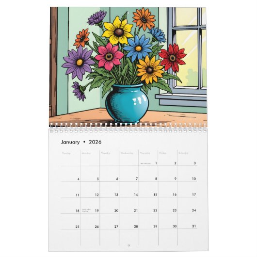 Floral Still Life AI-generated Images Kalender (Jan 2026)