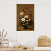 Floral still Life Flowers in Vase, barokje Poster (Keuken)