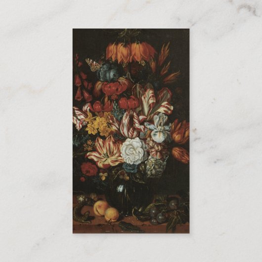 Floral still Life Flowers in Vase,  barokje Visitekaartje (Achterkant)
