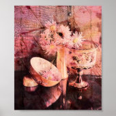 Floral still Life Pink Grunge Poster (Voorkant)