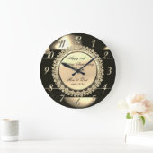 Floral Stippen Diamond 25th Wedding Jubileum Grote Klok (Huis)