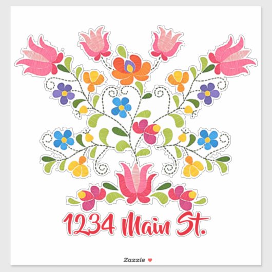 Floral stitch brievenbus sticker (Vel)