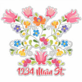 Floral stitch brievenbus sticker (Voorkant)