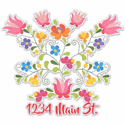 Floral stitch brievenbus sticker (Voorkant)