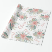 Floral stoffige roze waterverf Baby Meisje Naam sc Cadeaupapier (Uitgerold)