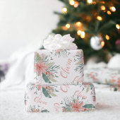 Floral stoffige roze waterverf Baby Meisje Naam sc Cadeaupapier