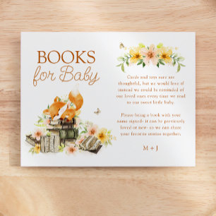 Floral Storybook Fox Baby shower Boekaanvraag Informatiekaartje