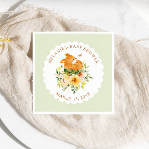 Floral Storybook Fox Baby shower servetten