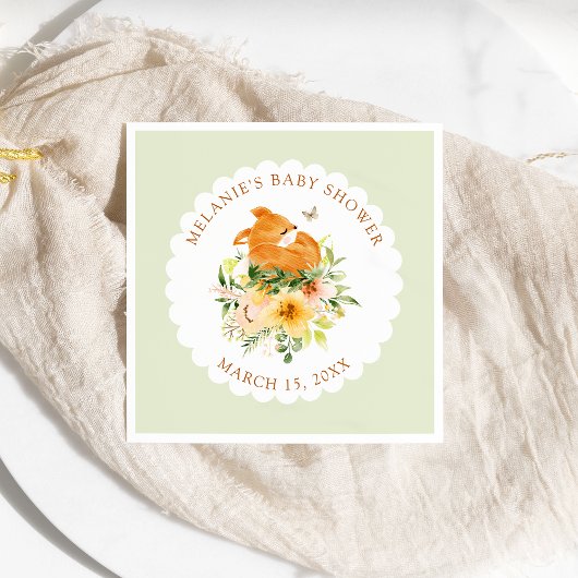 Floral Storybook Fox Baby shower servetten