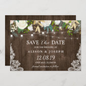 Floral String Lights Rustic Country Save the Date (Voorkant / Achterkant)