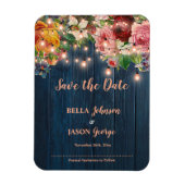 Floral String Lights Rustic Wedding Save The Date Magneet (Verticaal)