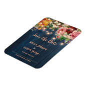 Floral String Lights Rustic Wedding Save The Date Magneet (Linkerzijde)