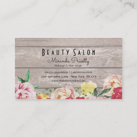 Floral String Lights Rustic Wood Salon Loyalty (Achterkant)