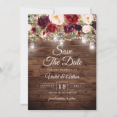 Floral String Lights Wedding Save The Date Kaart (Voorkant)