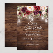 Floral String Lights Wedding Save The Date Kaart (Voorkant / Achterkant)