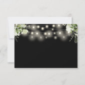 Floral String Lights Zwart-wit bruiloft RSVP Kaartje (Achterkant)
