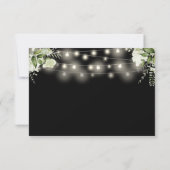 Floral String Lights Zwart-wit bruiloft RSVP Kaartje (Achterkant)